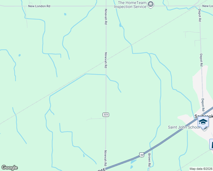 map of restaurants, bars, coffee shops, grocery stores, and more near 7616 Ninevah Road in Geneva