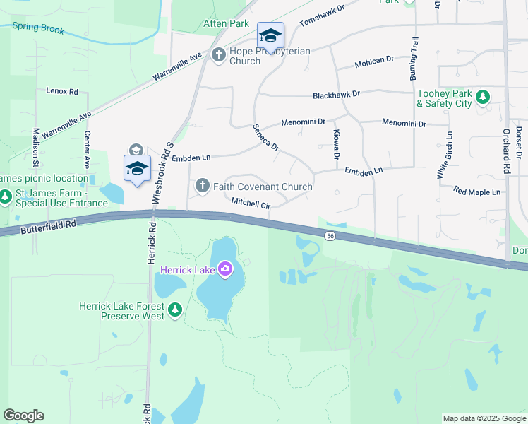 map of restaurants, bars, coffee shops, grocery stores, and more near 12 Carr Court in Wheaton
