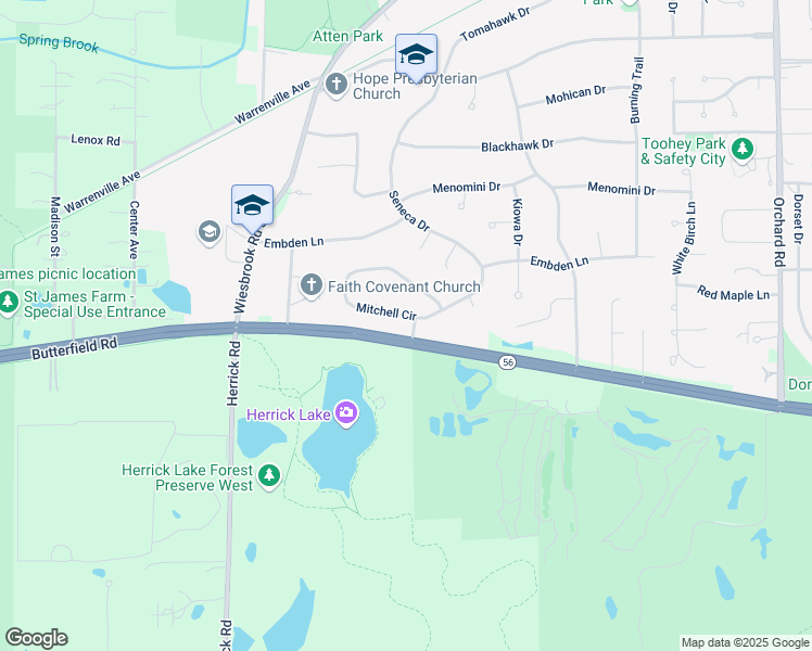 map of restaurants, bars, coffee shops, grocery stores, and more near 12 Carr Court in Wheaton