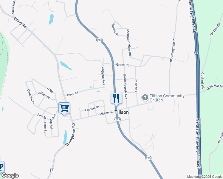 map of restaurants, bars, coffee shops, grocery stores, and more near 877 New York 32 in Tillson