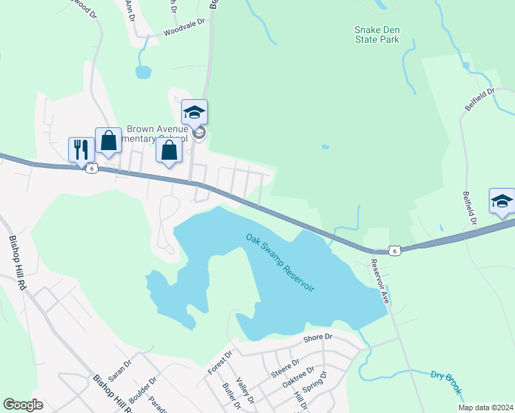map of restaurants, bars, coffee shops, grocery stores, and more near 2 Earhart Street in Johnston
