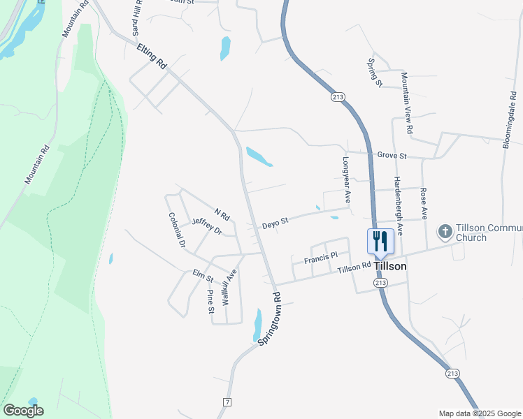 map of restaurants, bars, coffee shops, grocery stores, and more near 12 Bedford Ave in Rosendale Village