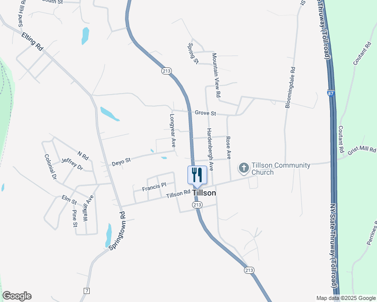 map of restaurants, bars, coffee shops, grocery stores, and more near 877 New York 32 in Tillson