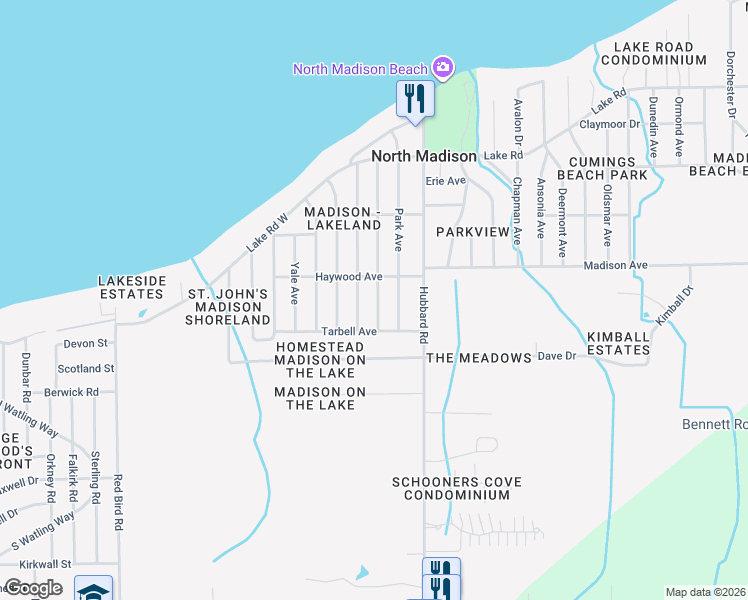 map of restaurants, bars, coffee shops, grocery stores, and more near 1552 Easton Avenue in Madison