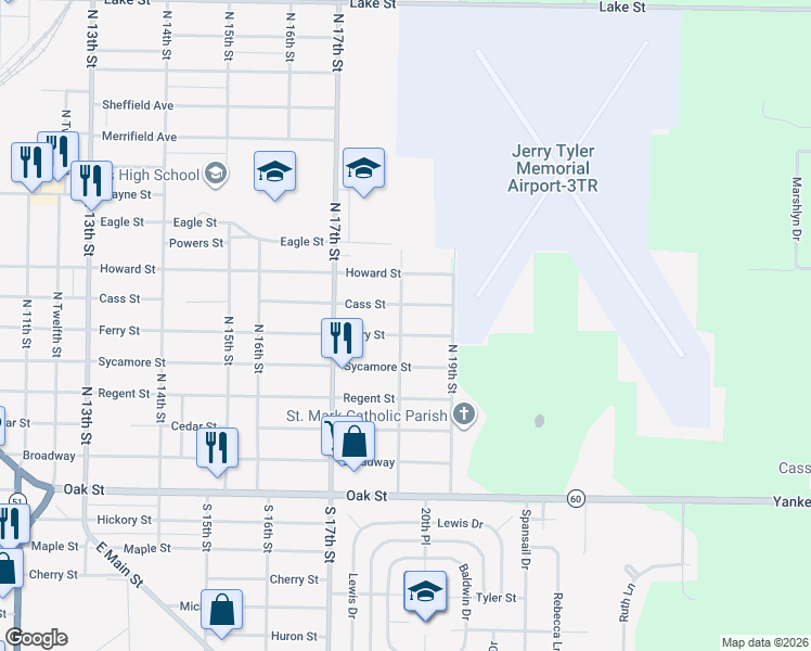 map of restaurants, bars, coffee shops, grocery stores, and more near 1738 Cass Street in Niles