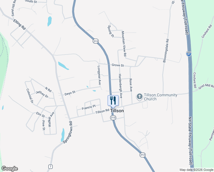 map of restaurants, bars, coffee shops, grocery stores, and more near 877 New York 32 in Tillson