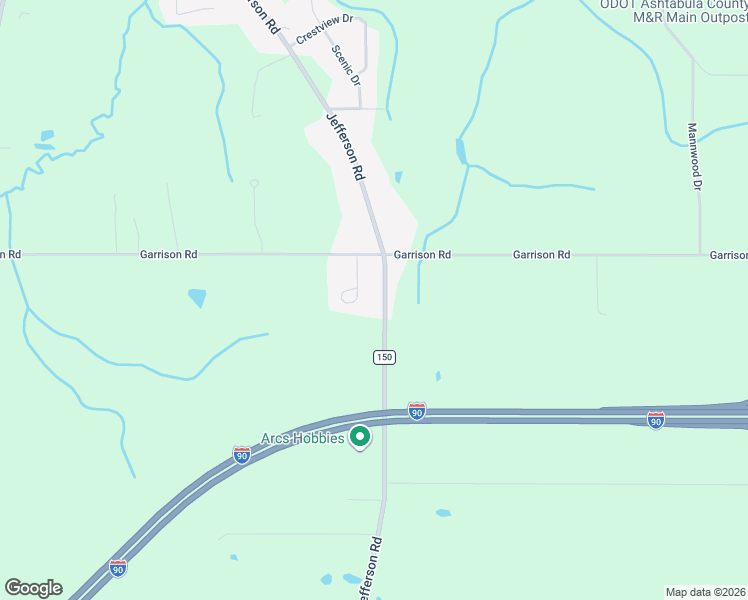 map of restaurants, bars, coffee shops, grocery stores, and more near 3915 Jefferson Road in Ashtabula