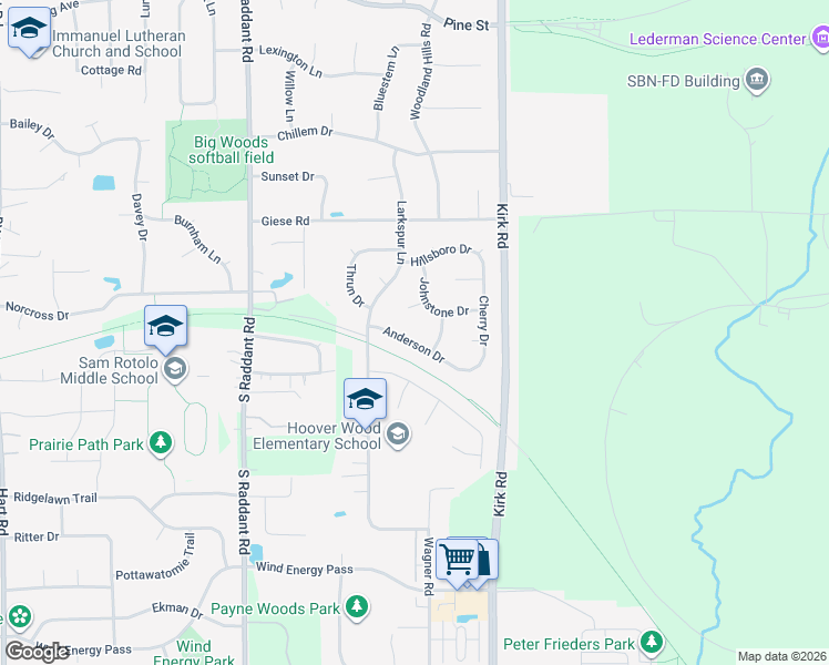 map of restaurants, bars, coffee shops, grocery stores, and more near 1413 Becker Avenue in Batavia