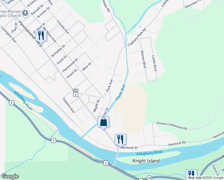 map of restaurants, bars, coffee shops, grocery stores, and more near 8 Mead Street in Warren