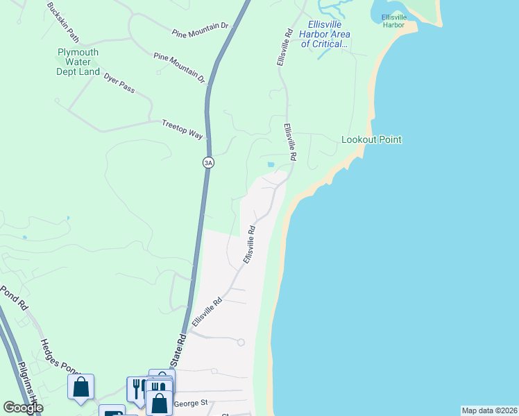 map of restaurants, bars, coffee shops, grocery stores, and more near 70 Ellisville Road in Plymouth