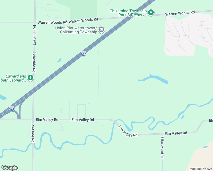 map of restaurants, bars, coffee shops, grocery stores, and more near 15885 Mydra Road in Three Oaks