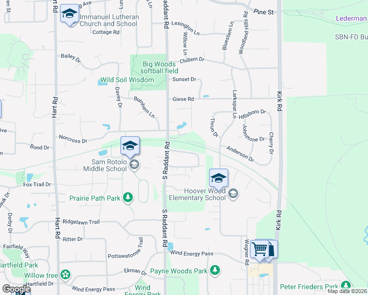 map of restaurants, bars, coffee shops, grocery stores, and more near 1017 Edwards Drive in Batavia