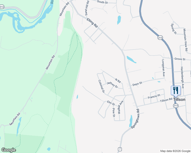 map of restaurants, bars, coffee shops, grocery stores, and more near 41 Colonial Drive in Tillson