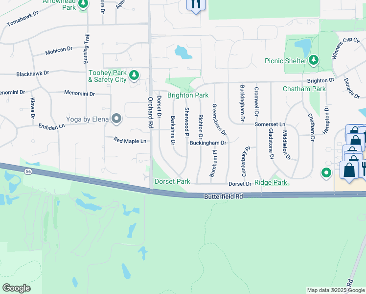 map of restaurants, bars, coffee shops, grocery stores, and more near 2002 Sherwood Place in Wheaton