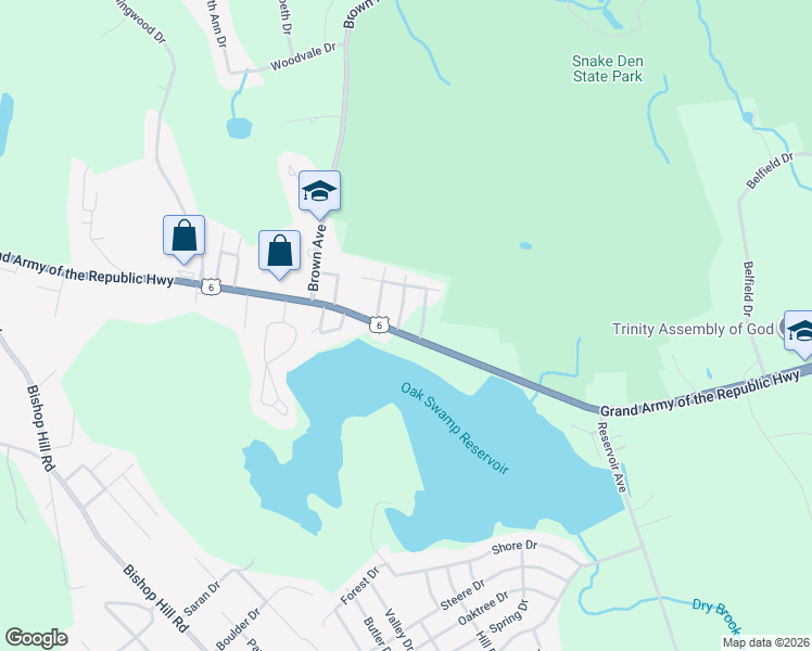 map of restaurants, bars, coffee shops, grocery stores, and more near 2467 Hartford Avenue in Johnston