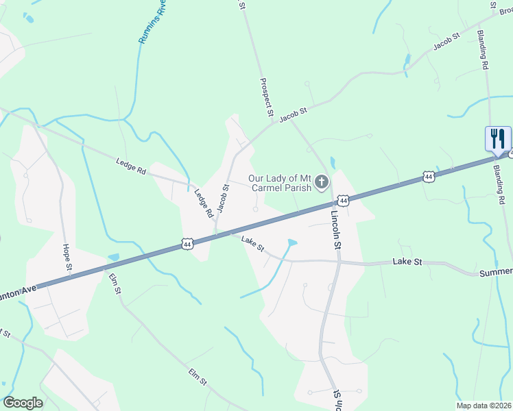 map of restaurants, bars, coffee shops, grocery stores, and more near 29 Palmer River Road in Seekonk