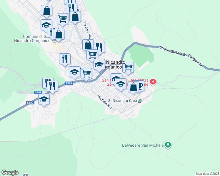 map of restaurants, bars, coffee shops, grocery stores, and more near 15 Via Vincenzo Cavalli in San Nicandro Garganico