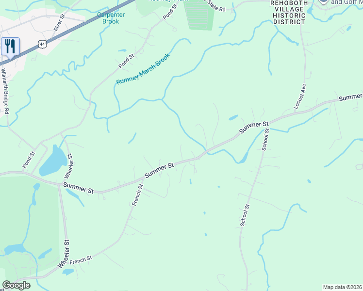 map of restaurants, bars, coffee shops, grocery stores, and more near 140 Summer Street in Rehoboth