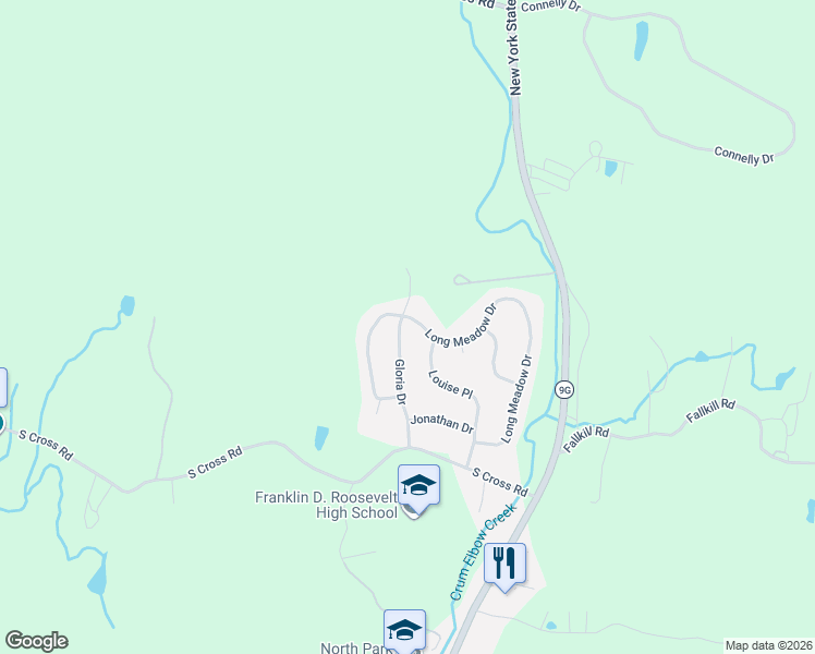 map of restaurants, bars, coffee shops, grocery stores, and more near 66 Long Meadow Drive in Staatsburg
