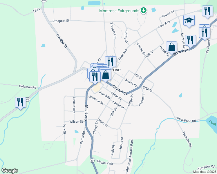 map of restaurants, bars, coffee shops, grocery stores, and more near 4 Chestnut Street in Montrose