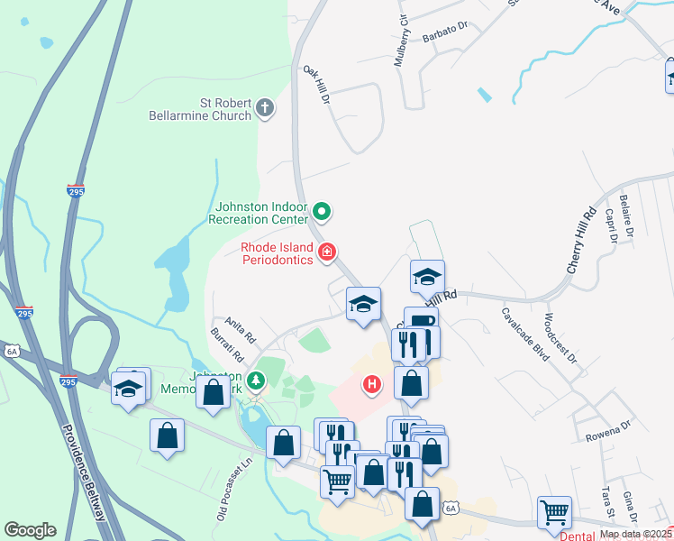 map of restaurants, bars, coffee shops, grocery stores, and more near 1740 Atwood Avenue in Johnston