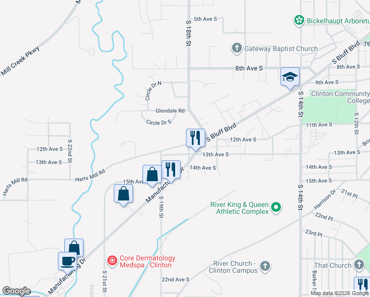 map of restaurants, bars, coffee shops, grocery stores, and more near 1732-1746 13th Avenue South in Clinton