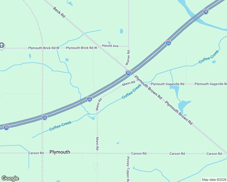 map of restaurants, bars, coffee shops, grocery stores, and more near Mann Road in Ashtabula