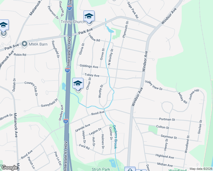 map of restaurants, bars, coffee shops, grocery stores, and more near 922 Worthy Street in Windsor