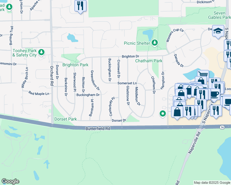 map of restaurants, bars, coffee shops, grocery stores, and more near 2010 Canterbury Place in Wheaton