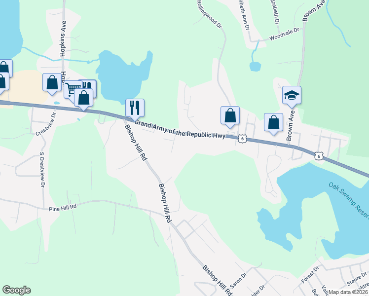 map of restaurants, bars, coffee shops, grocery stores, and more near 2752 Hartford Avenue in Johnston