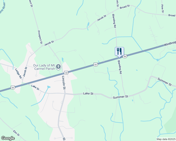 map of restaurants, bars, coffee shops, grocery stores, and more near 1091 Taunton Avenue in Seekonk