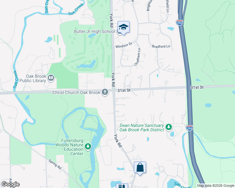 map of restaurants, bars, coffee shops, grocery stores, and more near 3119 York Road in Oak Brook