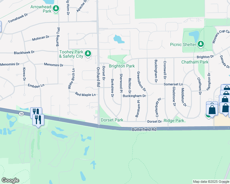 map of restaurants, bars, coffee shops, grocery stores, and more near 2002 Sherwood Place in Wheaton