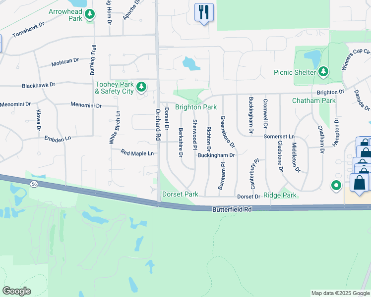 map of restaurants, bars, coffee shops, grocery stores, and more near 2002 Sherwood Place in Wheaton