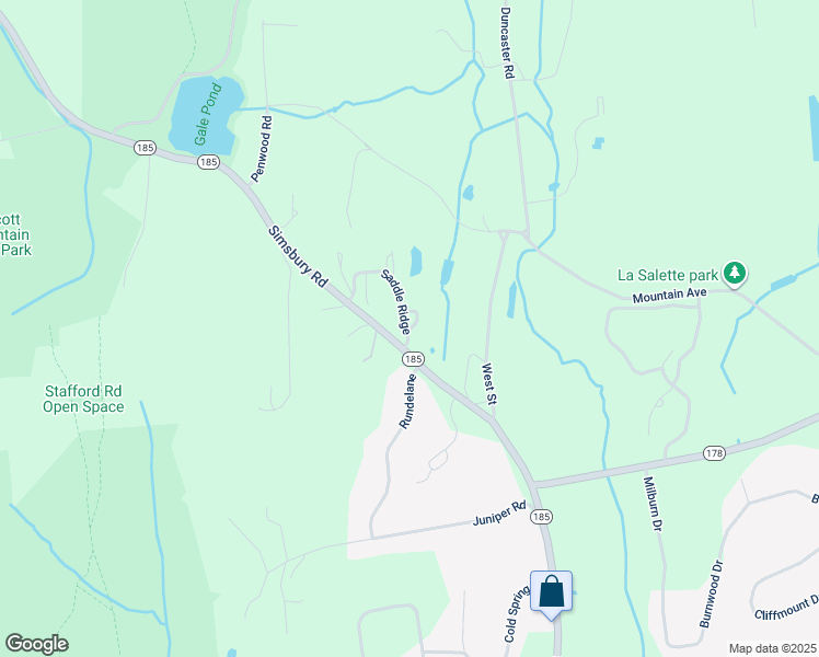 map of restaurants, bars, coffee shops, grocery stores, and more near 6 Shibah Drive in Bloomfield