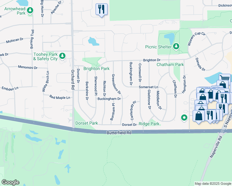 map of restaurants, bars, coffee shops, grocery stores, and more near 1964 Greensboro Drive in Wheaton