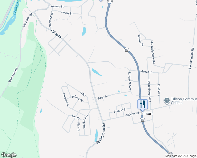 map of restaurants, bars, coffee shops, grocery stores, and more near 810 Springtown Road in Tillson