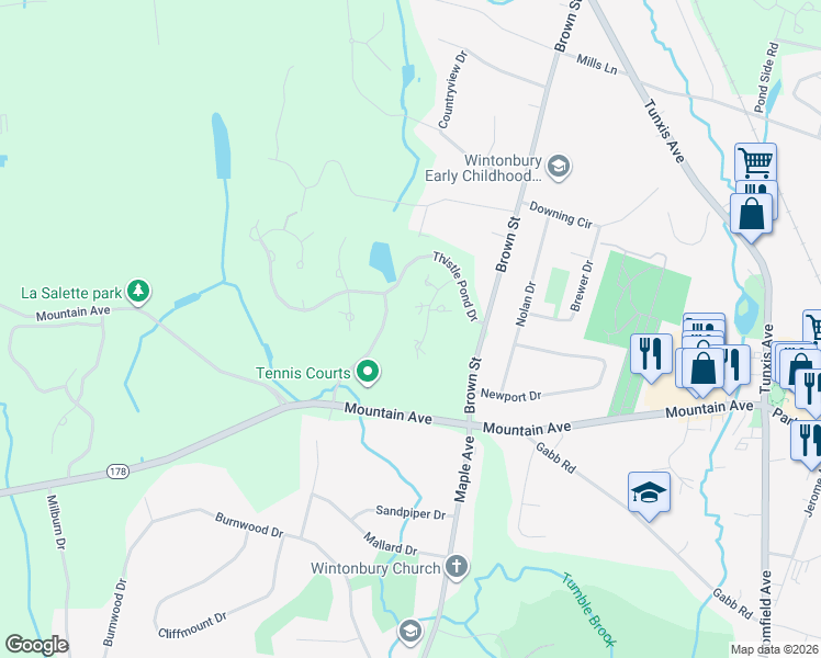 map of restaurants, bars, coffee shops, grocery stores, and more near 78 Silo Way in Bloomfield
