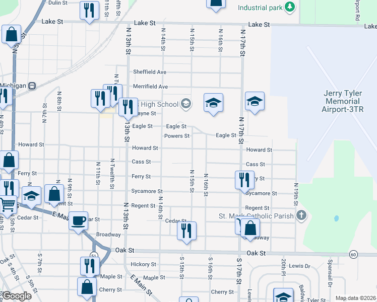 map of restaurants, bars, coffee shops, grocery stores, and more near 1443 Howard Street in Niles