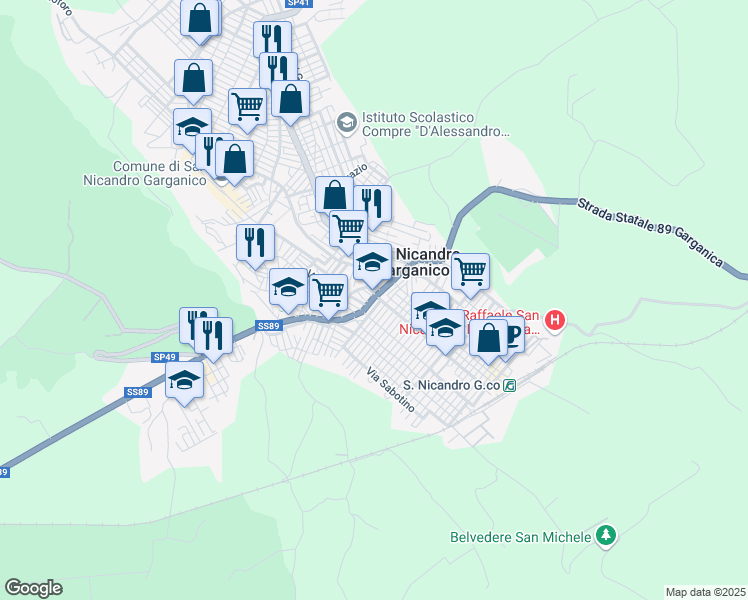 map of restaurants, bars, coffee shops, grocery stores, and more near 20 Via Gian Battista Vico in San Nicandro Garganico