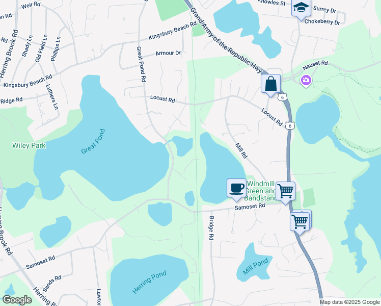 map of restaurants, bars, coffee shops, grocery stores, and more near 45 Hatch Way in Eastham