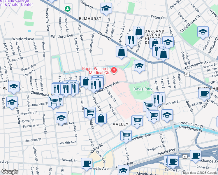 map of restaurants, bars, coffee shops, grocery stores, and more near 868 Chalkstone Avenue in Providence