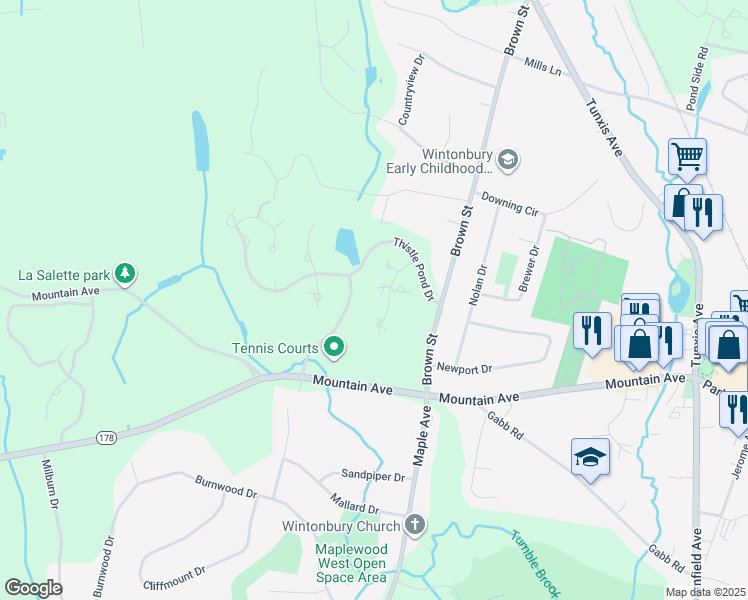 map of restaurants, bars, coffee shops, grocery stores, and more near 78 Silo Way in Bloomfield