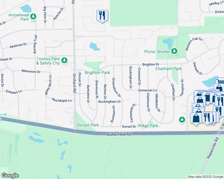 map of restaurants, bars, coffee shops, grocery stores, and more near 1964 Greensboro Drive in Wheaton