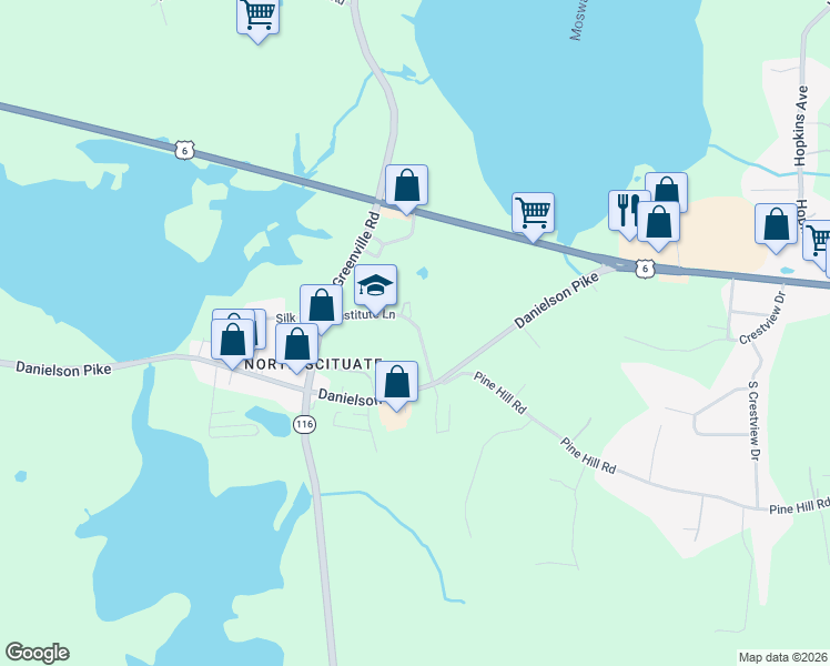 map of restaurants, bars, coffee shops, grocery stores, and more near 24 Institute Lane in Scituate