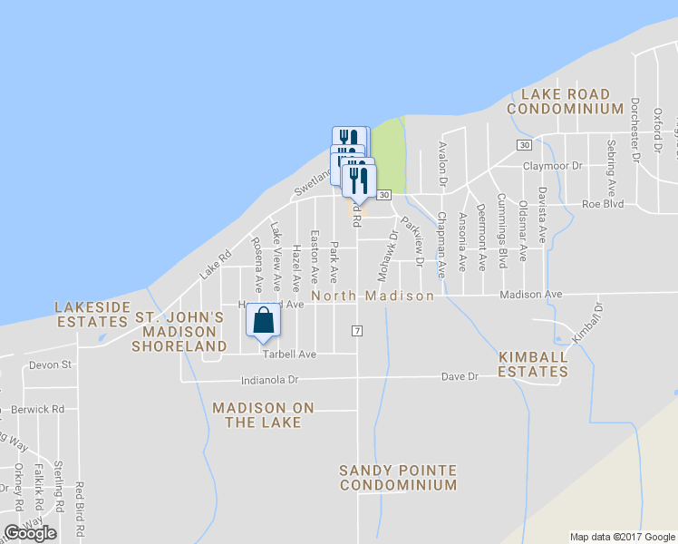 map of restaurants, bars, coffee shops, grocery stores, and more near 1499 Park Avenue in Madison