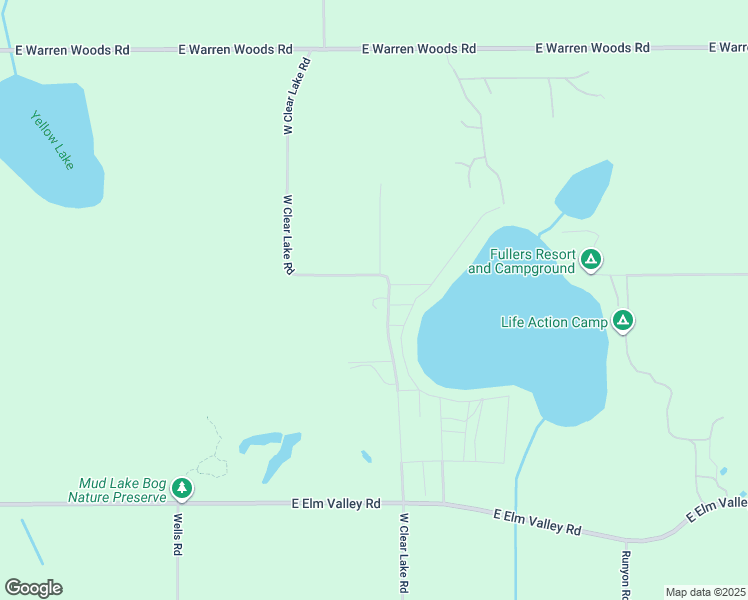 map of restaurants, bars, coffee shops, grocery stores, and more near 15791 West Clear Lake Road in Buchanan