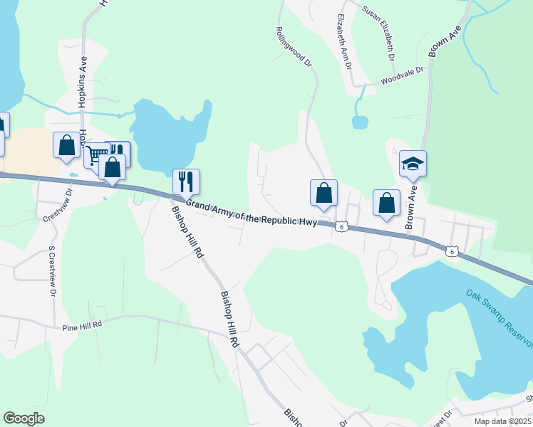 map of restaurants, bars, coffee shops, grocery stores, and more near 2737 Hartford Avenue in Johnston