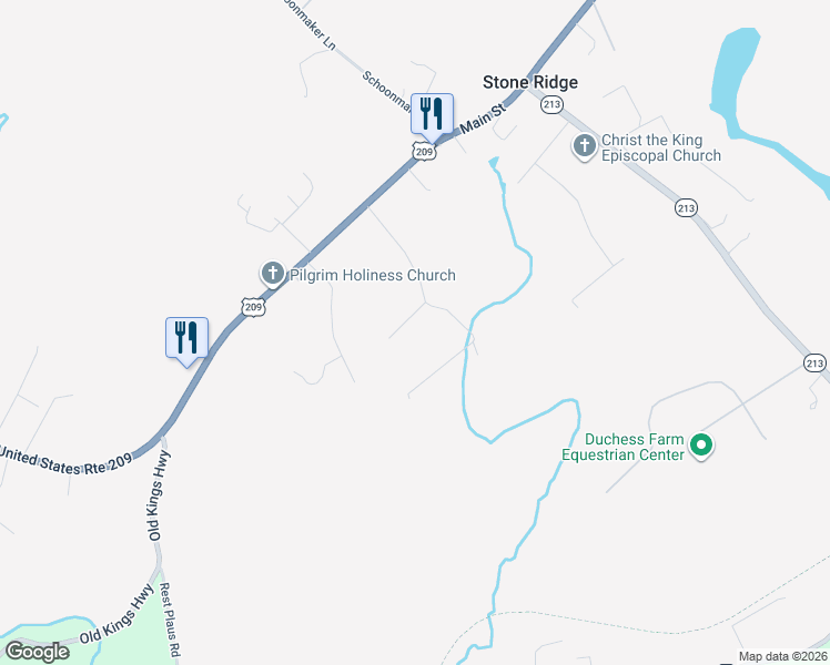map of restaurants, bars, coffee shops, grocery stores, and more near 15 Royal Oak Road in Stone Ridge
