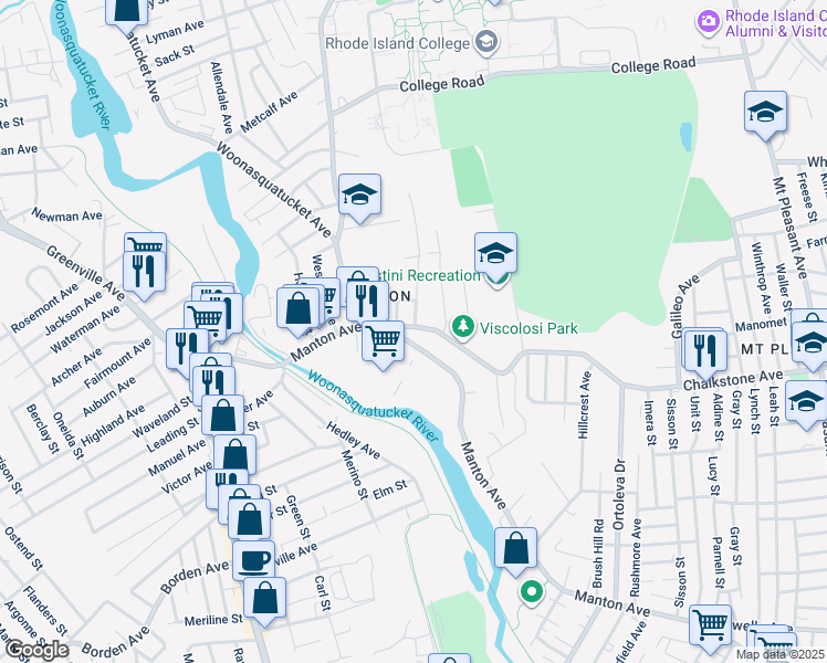 map of restaurants, bars, coffee shops, grocery stores, and more near in Providence